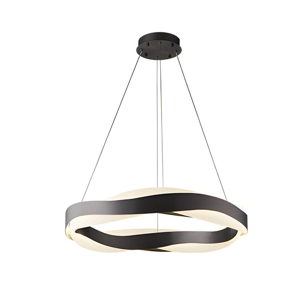 Wavy Pendant Light, Black Stainless Steel and Acrylic LED Ceiling Light for Dining Room, Linear