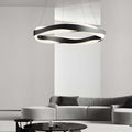 Wavy Pendant Light, Black Stainless Steel and Acrylic LED Ceiling Light for Dining Room, Linear