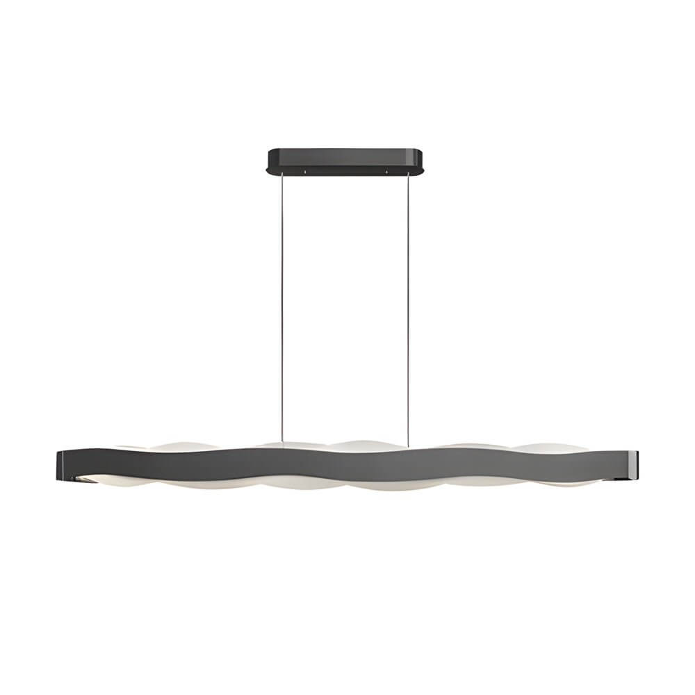 Wavy Pendant Light, Black Stainless Steel and Acrylic LED Ceiling Light for Dining Room, Linear