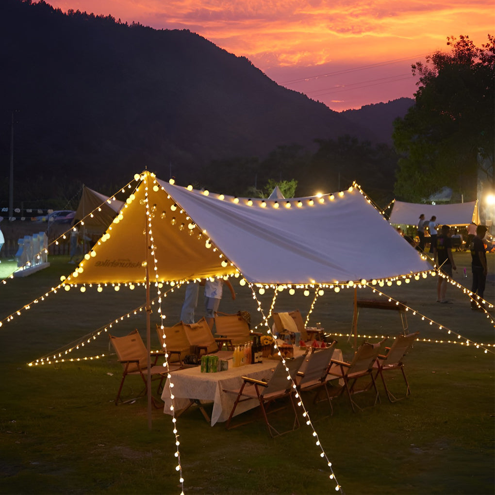Solar String Lights, Waterproof LED Ball Garland for Garden, Patio, and Camping Evenings, Connectable and Low-Light Rechargeable