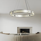Copper and glass circular strip ring chandelier, second view