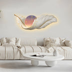 Backlit feather wall lamp with clock, main product view