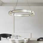 Copper and glass circular strip ring chandelier, main product view
