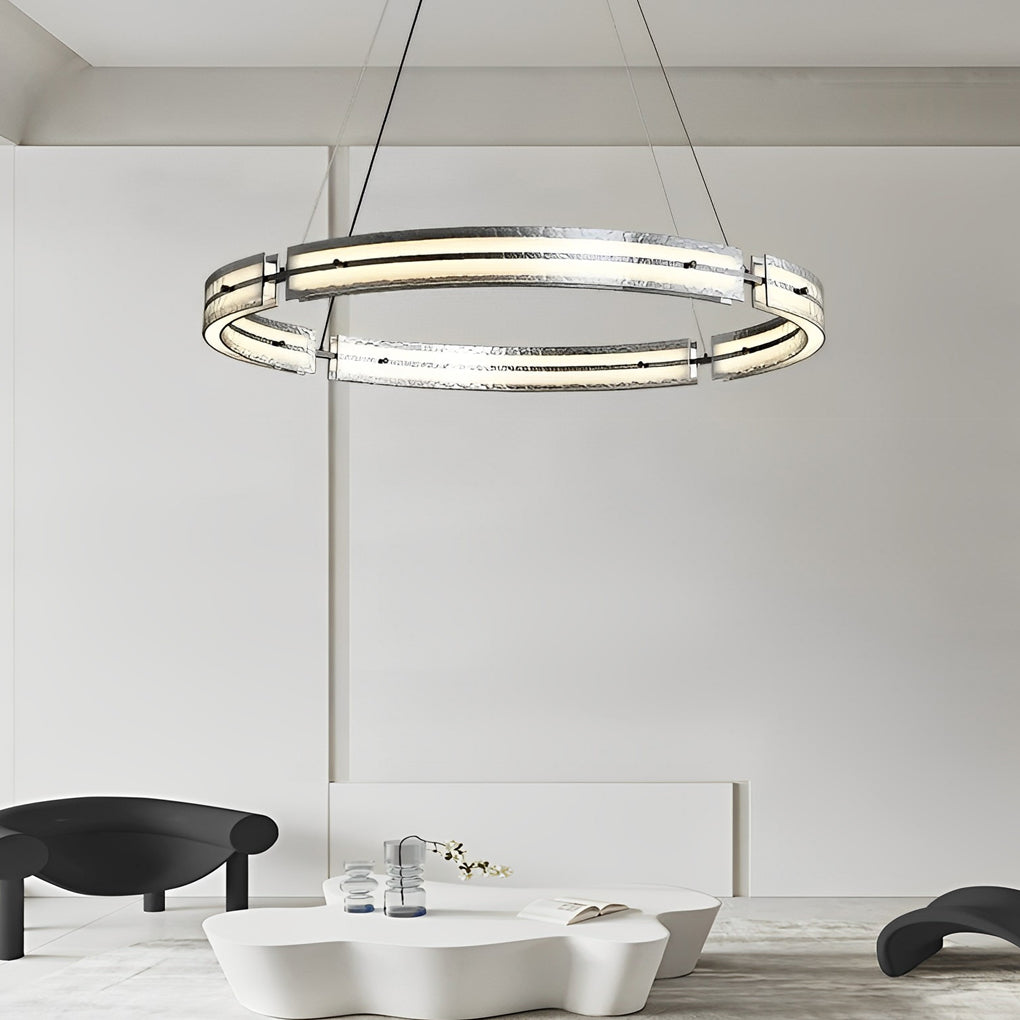 Copper and glass circular strip ring chandelier, main product view
