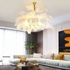 Copper frame feather chandelier, sixth product view