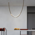 Iron and leather belt staircase pendant light, main product view
