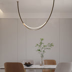 Iron and leather belt staircase pendant light, third product view