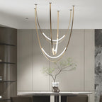 Iron and leather belt staircase pendant light, second product view