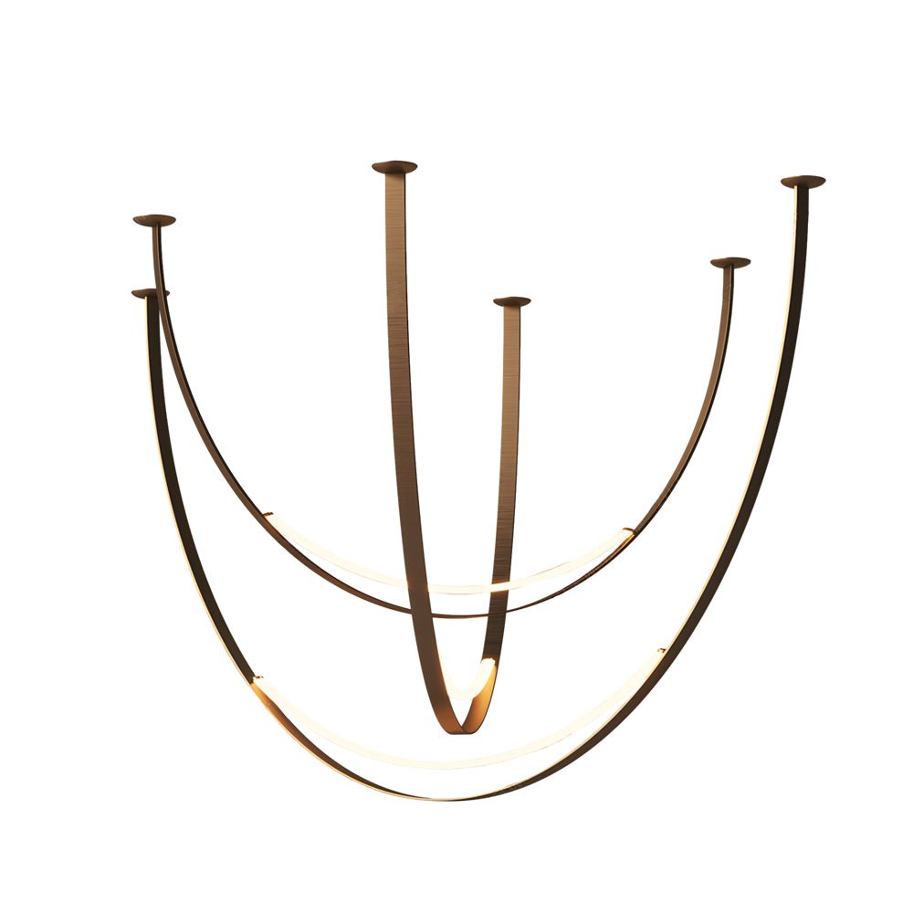 Iron and leather belt staircase pendant light, seventh product view
