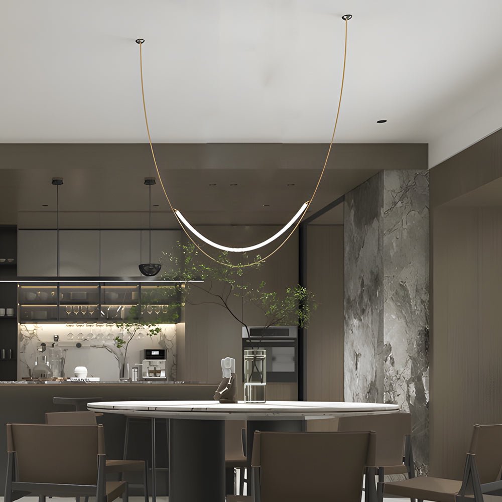 Iron and leather belt staircase pendant light, fifth product view