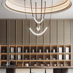 Iron and leather belt staircase pendant light, fourth product view