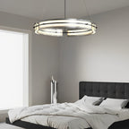Copper and glass circular strip ring chandelier, fourth view