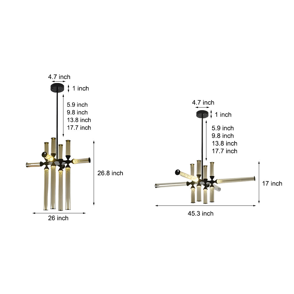 Spliced glass tube chandelier, third product view