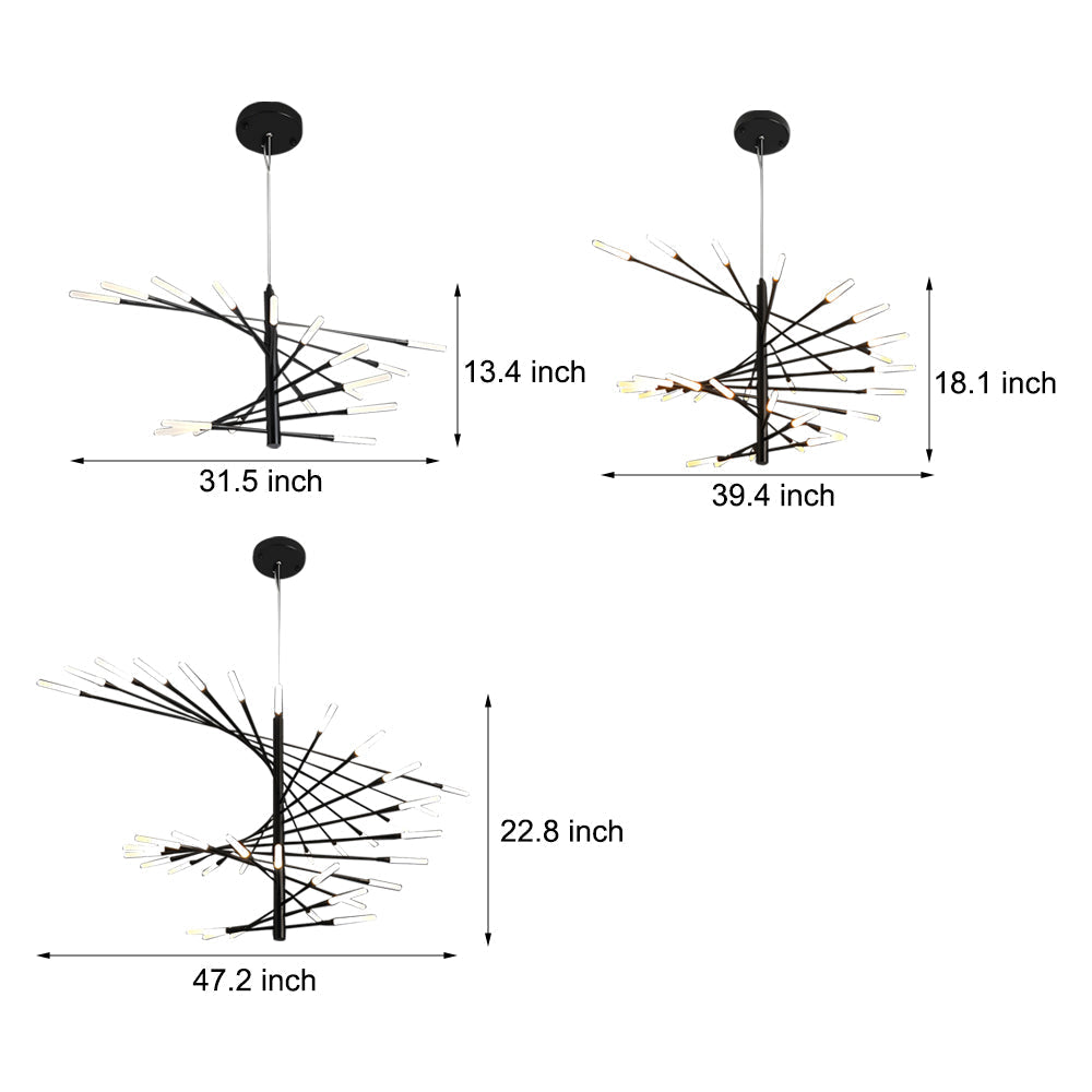 Iron and acrylic spiral sputnik chandelier, eighth product view
