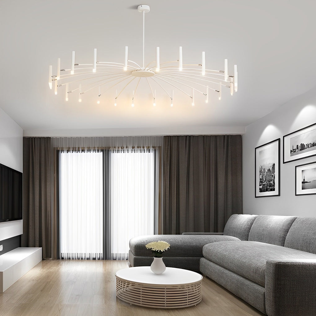 Linear Chandelier, Iron and Aluminum Adjustable LED Ceiling Light for Living Room, 3-Step Dimming