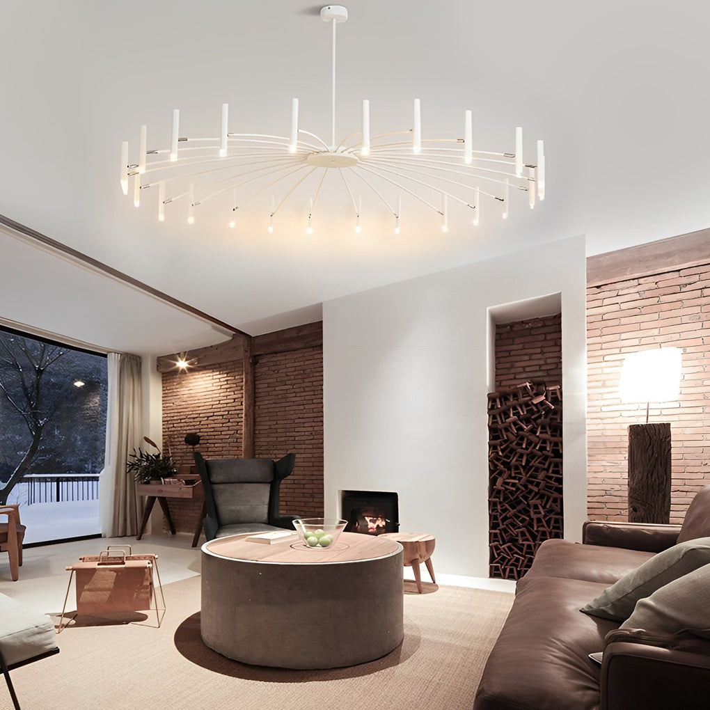 Linear Chandelier, Iron and Aluminum Adjustable LED Ceiling Light for Living Room, 3-Step Dimming
