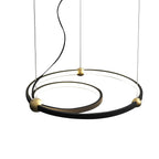Black iron multi-ring circular chandelier, fourth product view