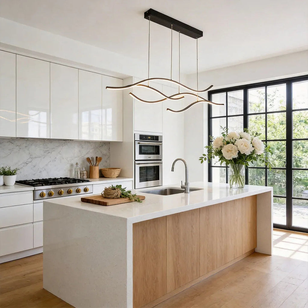 Wavy linear LED pendant chandelier, second product view