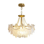 Electroplated metal and glass tiered French chandelier, eighth view
