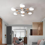 Metal flower-form ceiling light shown from another angle