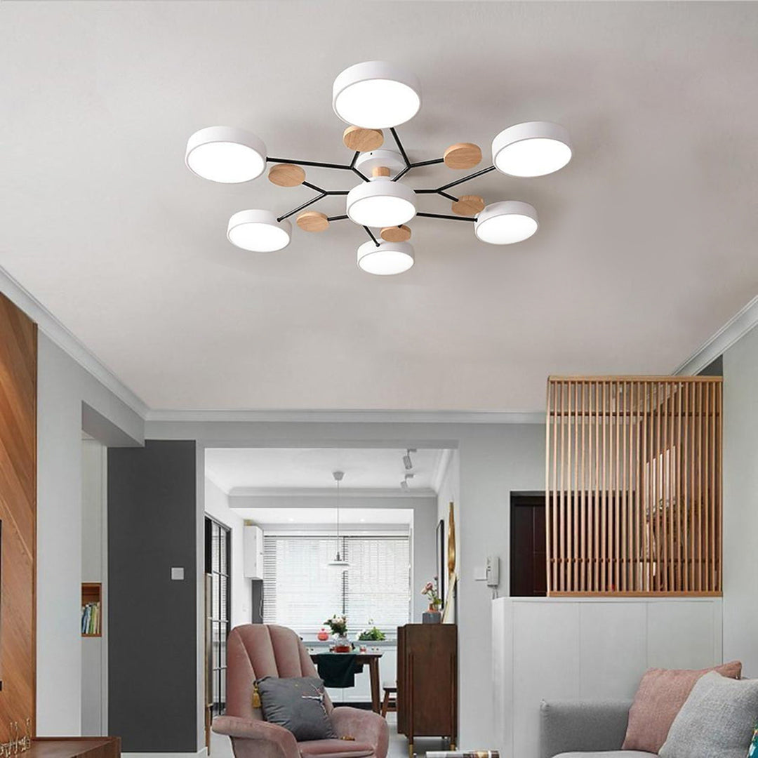 Sputnik Ceiling Light, Nordic Metal Artistic LED Chandelier for Kids Rooms and Nurseries, Flower-Form Design in Three Colors