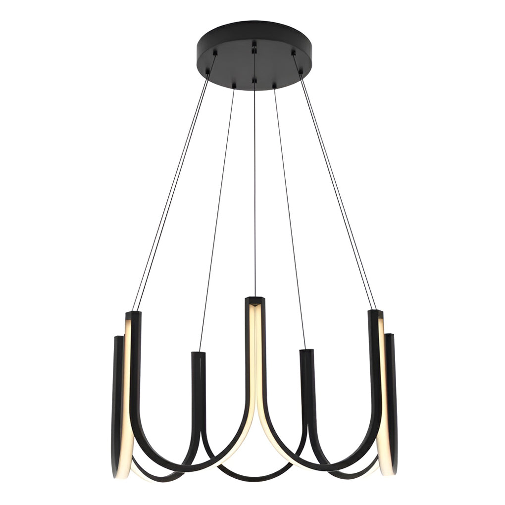 Black aluminium minimalist LED chandelier, eighth product view