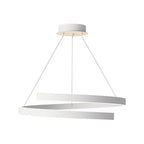 Ring chandelier, close product view of the lit rings