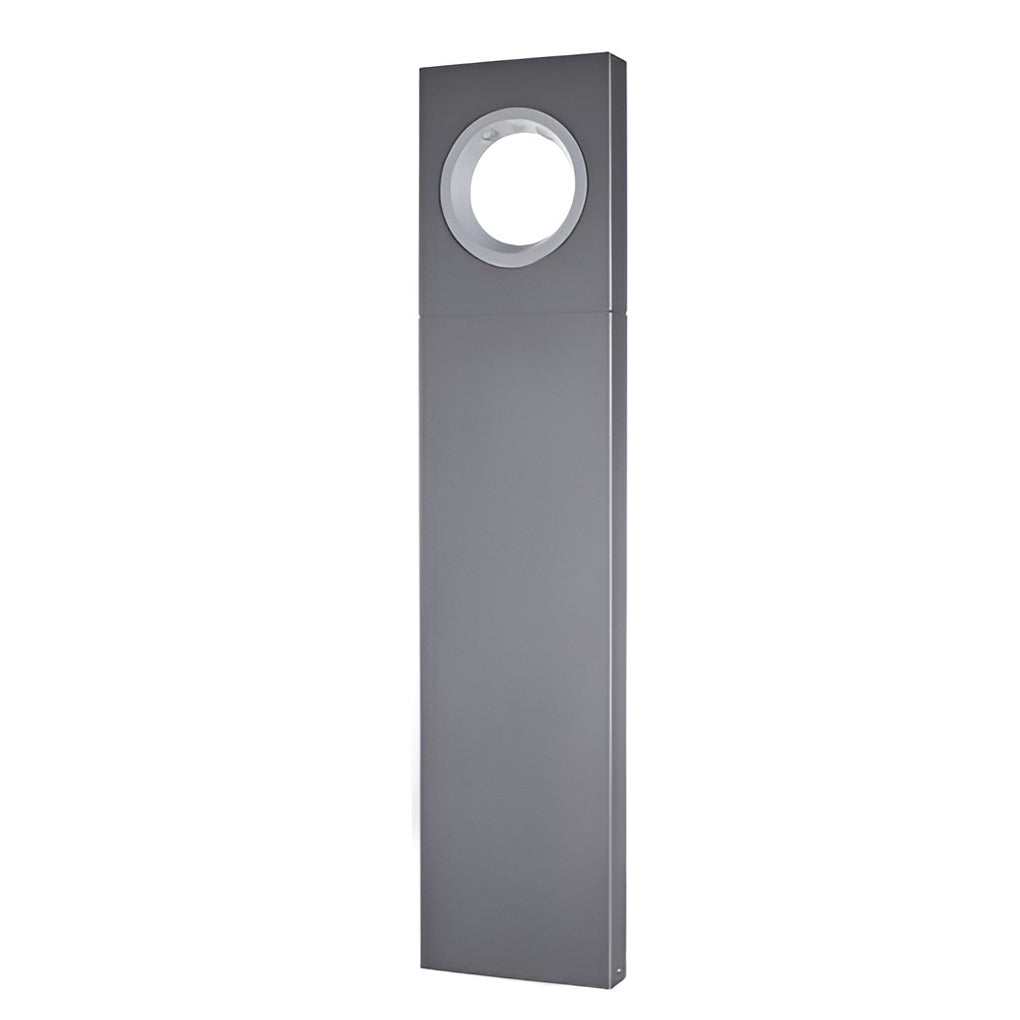 Black Pathway Bollard Light, Modern Aluminum LED Post Lamp for Garden Walks and Courtyards, Sculptural Round Halo Cutout