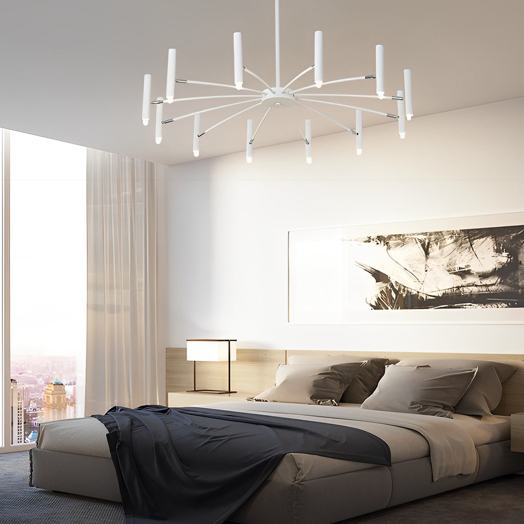 Linear Chandelier, Iron and Aluminum Adjustable LED Ceiling Light for Living Room, 3-Step Dimming