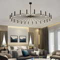 Linear Chandelier, Iron and Aluminum Adjustable LED Ceiling Light for Living Room, 3-Step Dimming