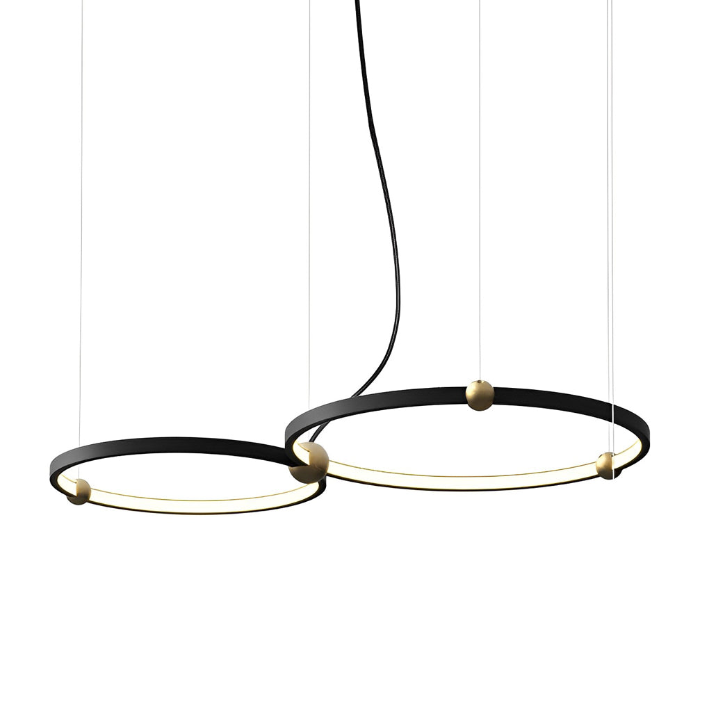 Black iron multi-ring circular chandelier, fifth product view