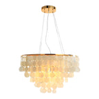 Coastal shell chandelier shown in a side product view