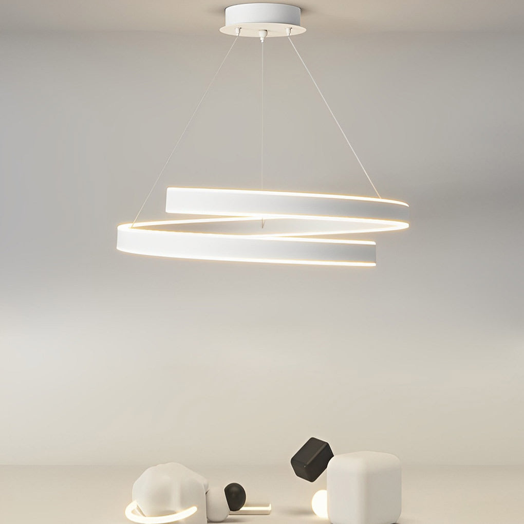 White iron rotating ring LED chandelier, main product view