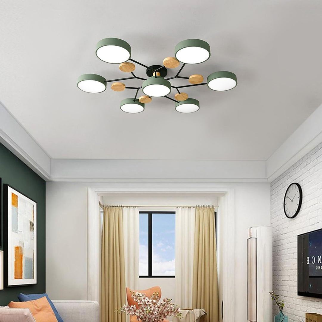 Sputnik Ceiling Light, Nordic Metal Artistic LED Chandelier for Kids Rooms and Nurseries, Flower-Form Design in Three Colors