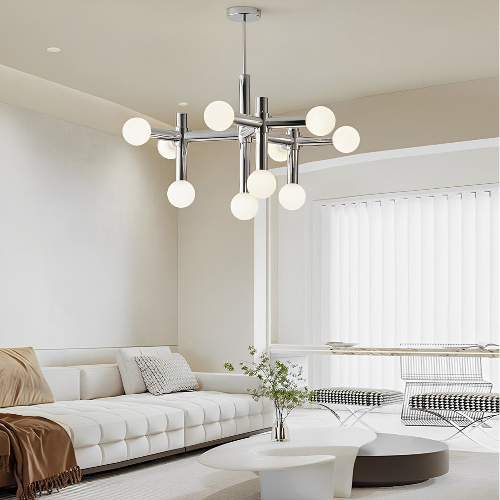 Chrome iron and glass globe sputnik chandelier, main product view