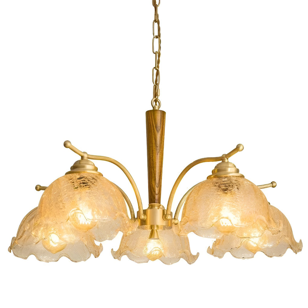 Vintage copper cracked glass chandelier, eighth product view