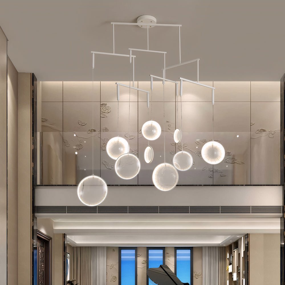 White acrylic ring LED focus chandelier, main product view
