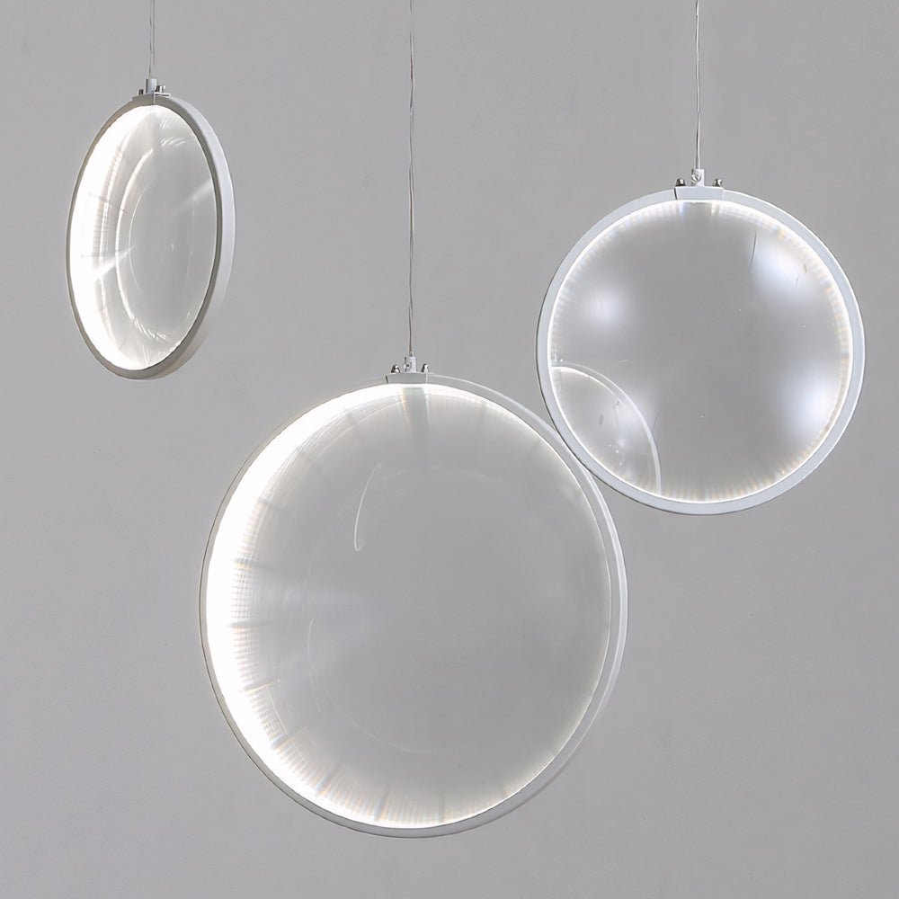 White acrylic ring LED focus chandelier, fourth product view