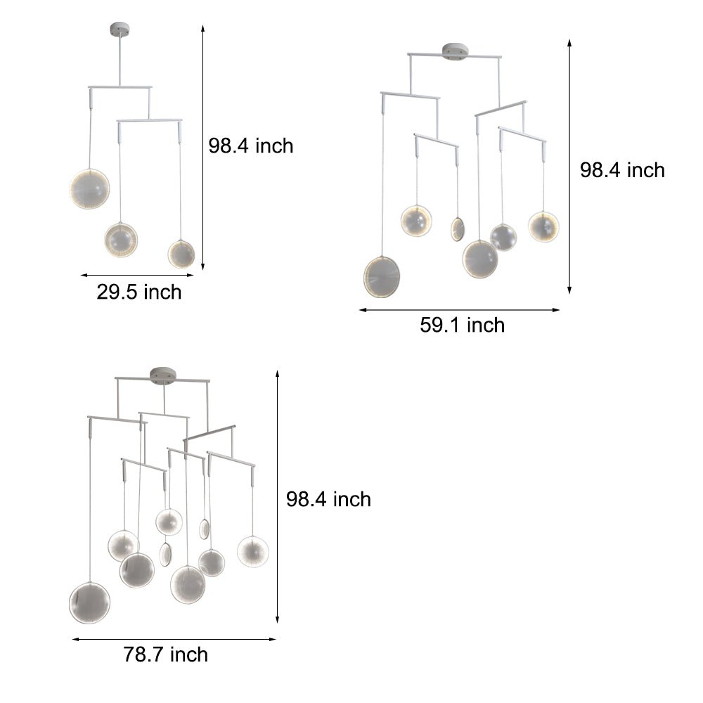 White acrylic ring LED focus chandelier, sixth product view