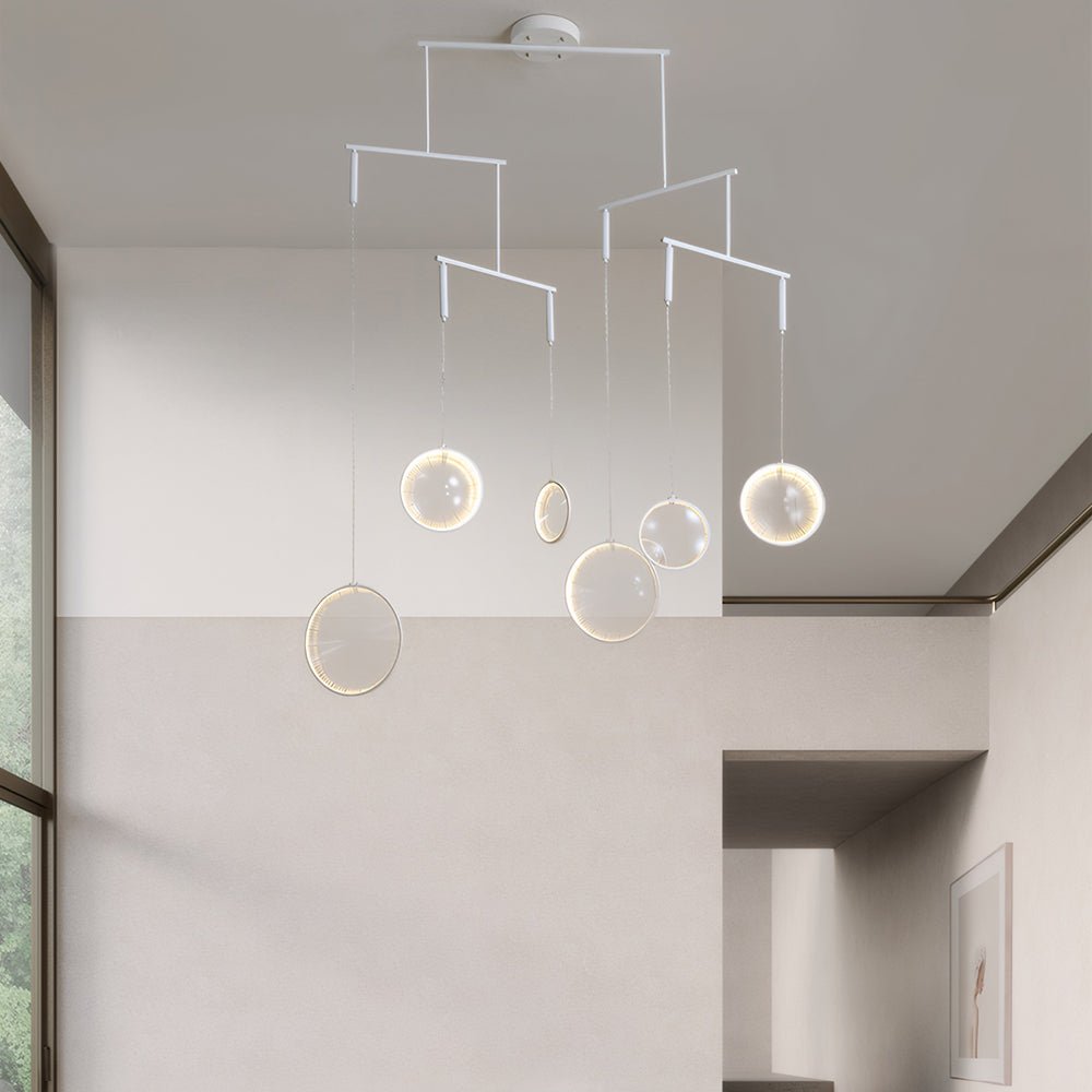 White acrylic ring LED focus chandelier, third product view