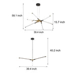 Black aluminium linear sputnik LED chandelier, fifth product view