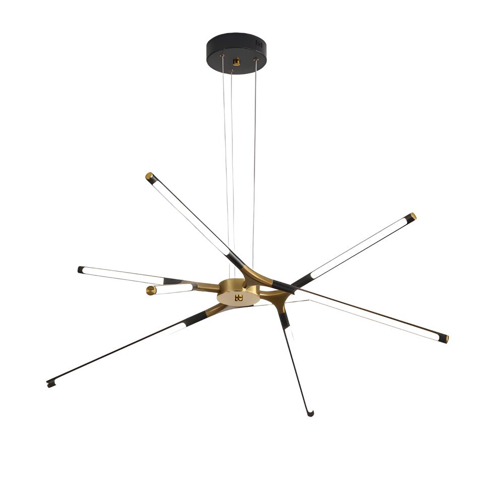 Black aluminium linear sputnik LED chandelier, seventh product view