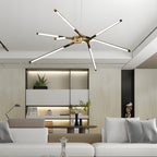 Black aluminium linear sputnik LED chandelier, third product view