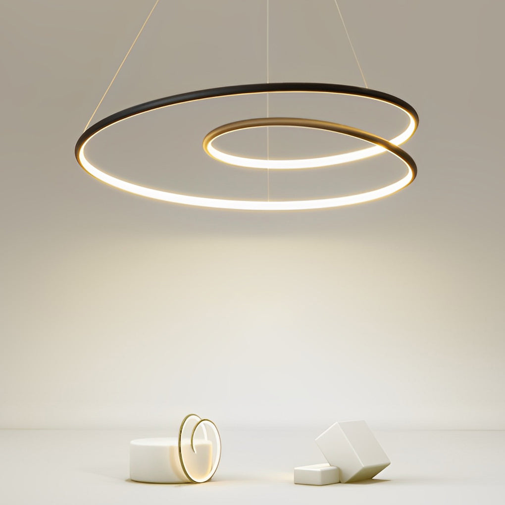 Aluminium interlocking ring pendant chandelier, fourth product view