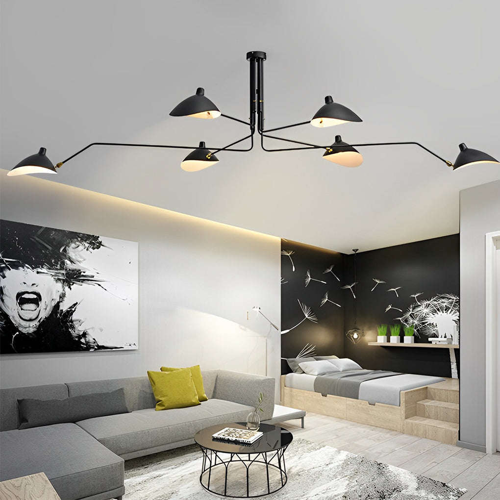 Black swing arm duckbill chandelier, main product view