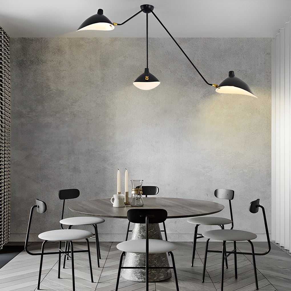 Three-light branch fixture with rotating shades, additional view