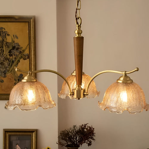 Vintage copper cracked glass chandelier, second product view