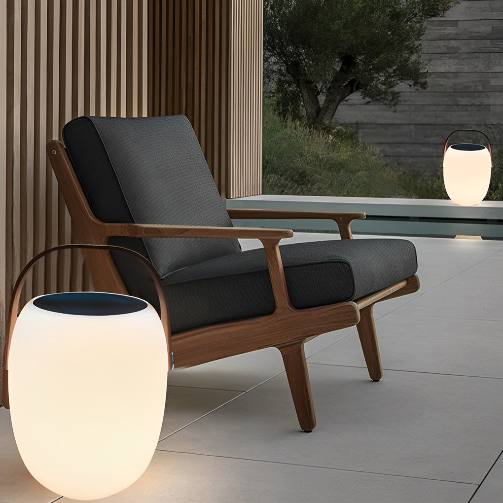 Outdoor Solar Lantern, Portable Wood-Grain LED Floor Lamp for Patios and Garden Paths, IP65 Waterproof with 6-8 Hour Runtime