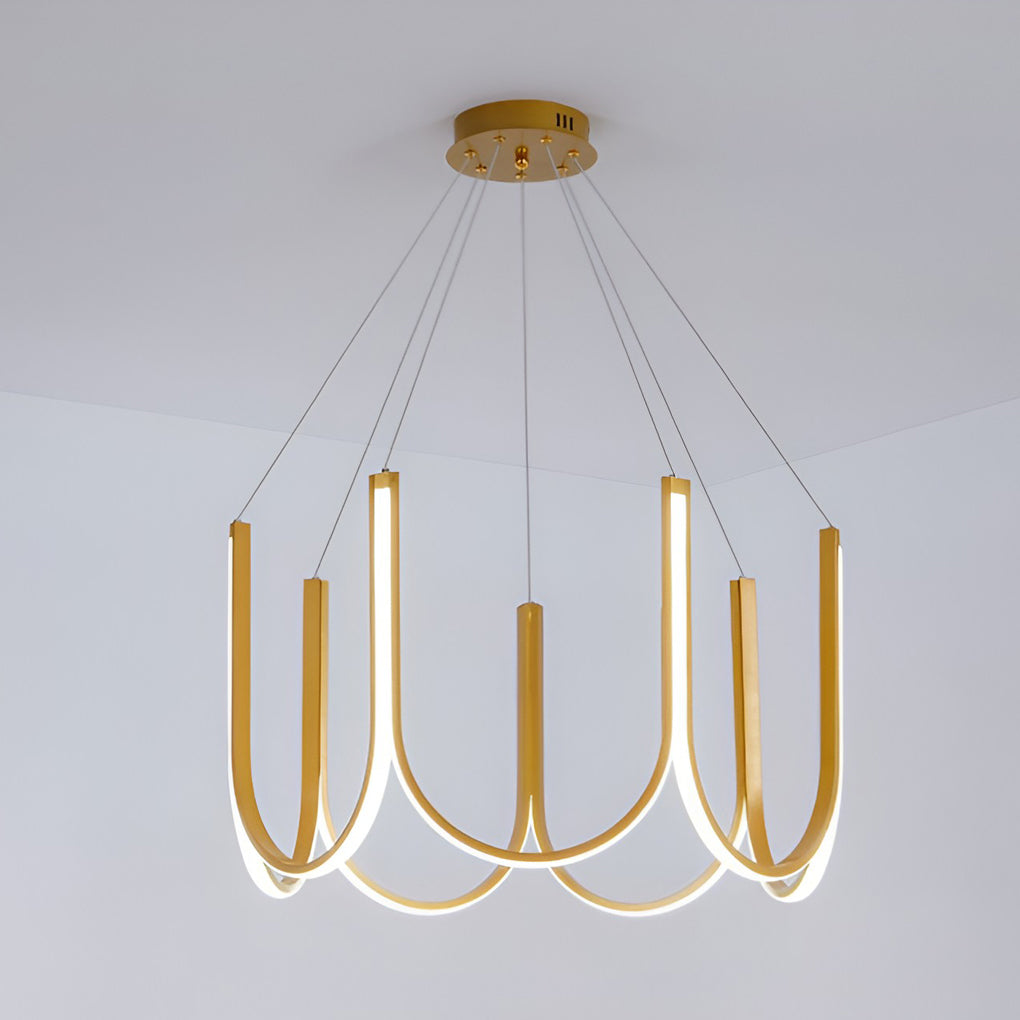 Black aluminium minimalist LED chandelier, seventh product view
