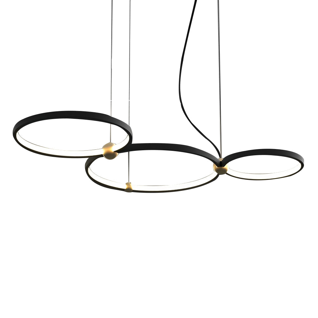 Black iron multi-ring circular chandelier, sixth product view